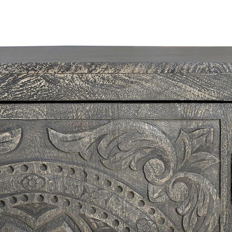 Spanish Sideboard - Grey Carved Mango Wood - 3 Door - Large - 172cm