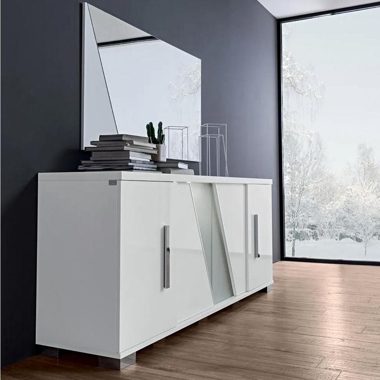 Lisa Buffet Sideboard - 202cm - 4 Door - White High Gloss