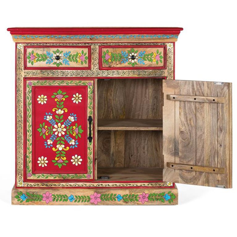 Trapani Sideboard - Red Mango Wood - Painted - 2 Door - Small - 90cm