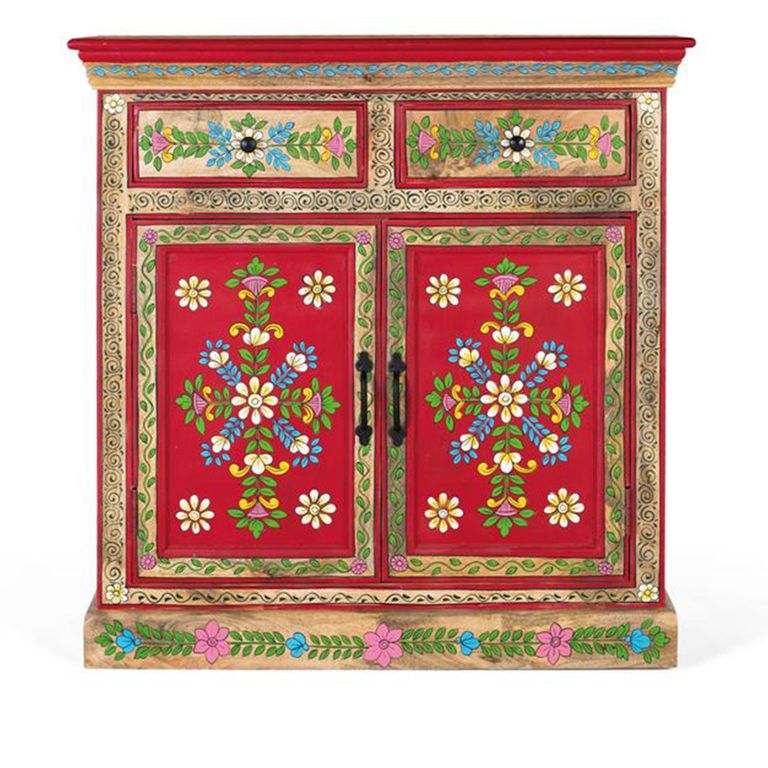 Trapani Sideboard - Red Mango Wood - Painted - 2 Door - Small - 90cm
