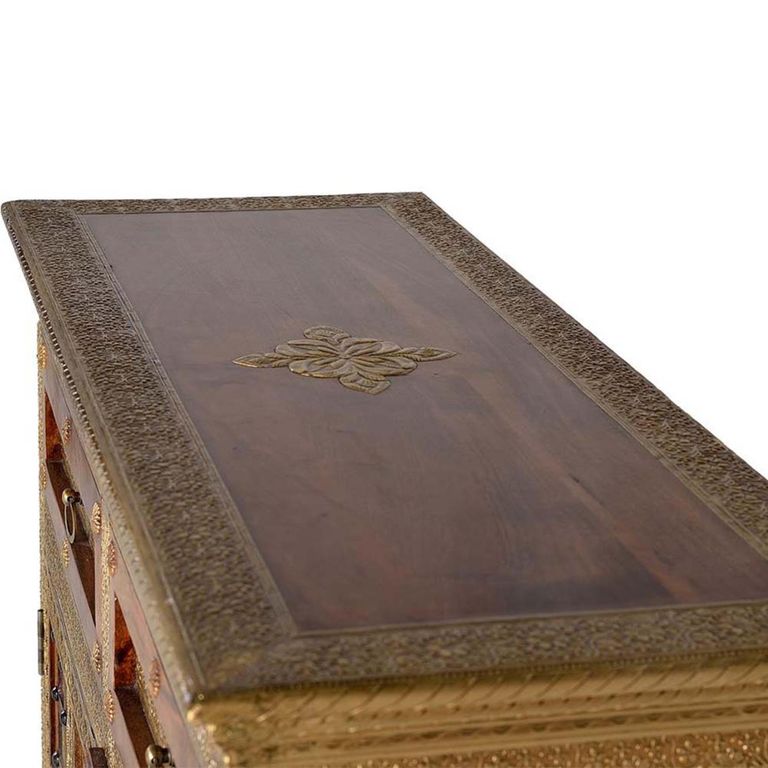 Trona Sideboard - Acacia Wood - Brass Cladded - 2 Door - Small - 105cm