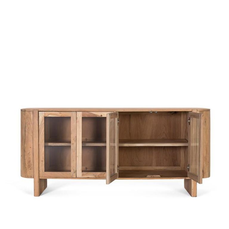 Turin Sideboard - Acacia Wood - 4 Door - Curved - Extra Large - 180cm