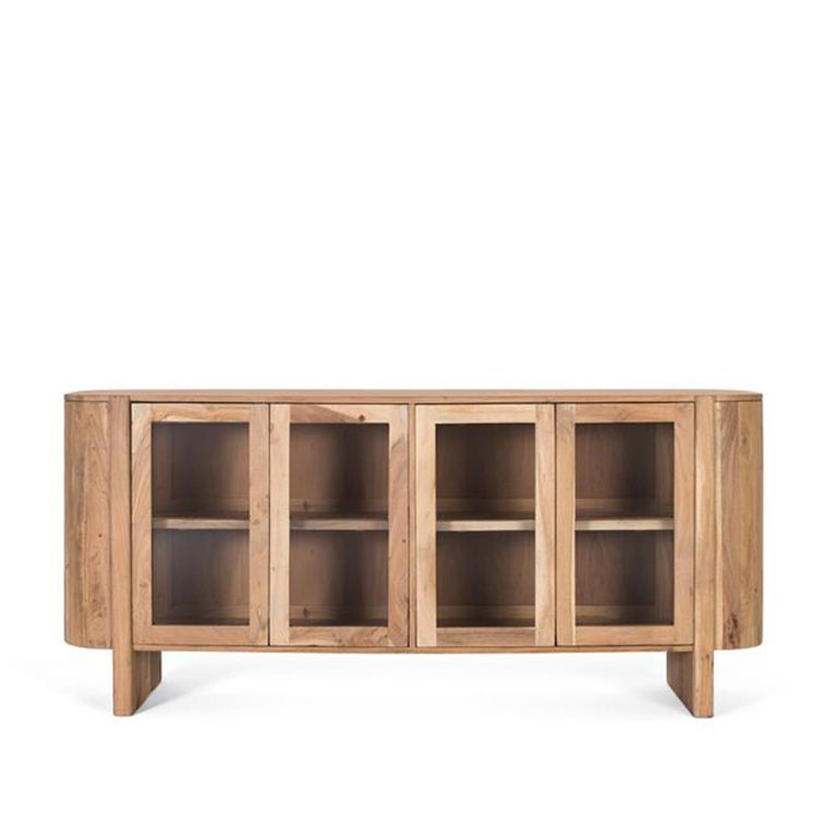 Turin Sideboard - Acacia Wood - 4 Door - Curved - Extra Large - 180cm