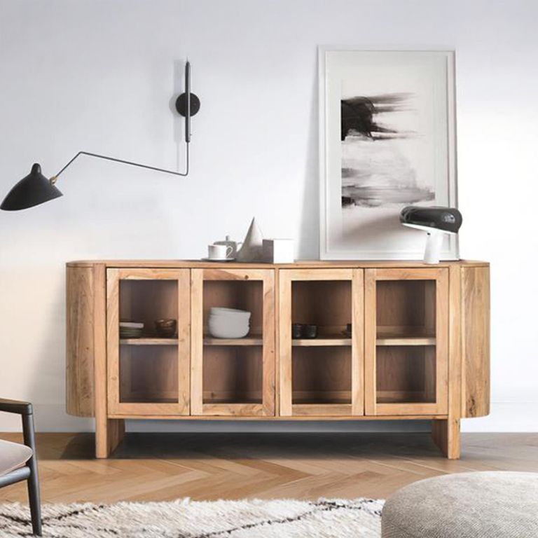 Turin Sideboard - Acacia Wood - 4 Door - Curved - Extra Large - 180cm