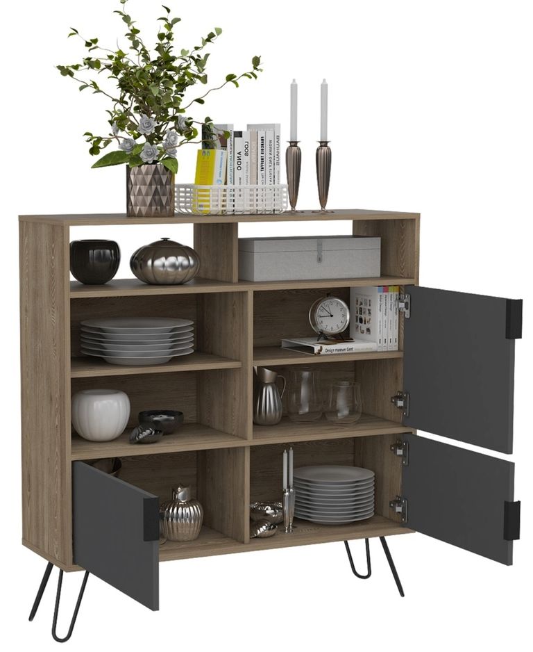 Vegas Grey Medium Sideboard with Hairpin Legs