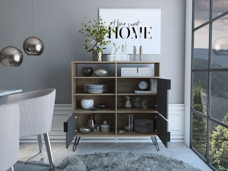 Vegas Grey Medium Sideboard with Hairpin Legs