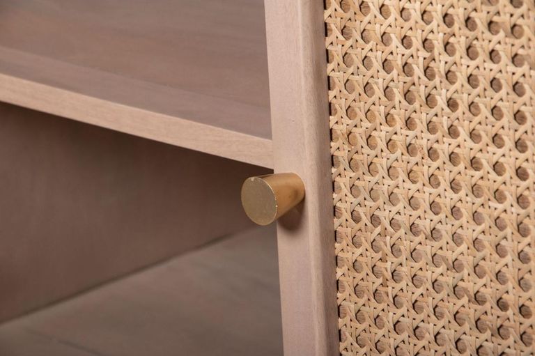 Vance Curved Natural Rattan and Mango Wood 140cm Medium Sideboard