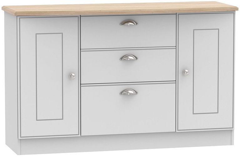Victoria Grey and Riviera Oak Medium Sideboard - 2 Doors