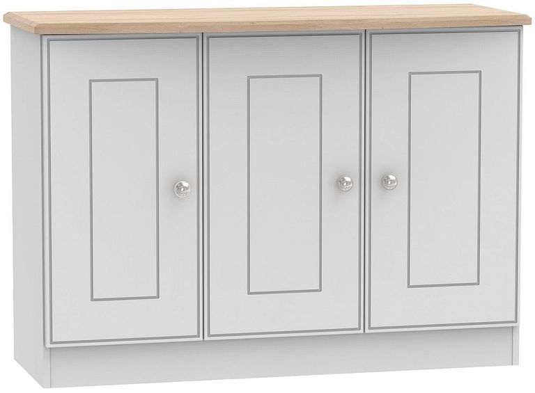 Victoria Grey and Riviera Oak Small Sideboard - 3 Doors