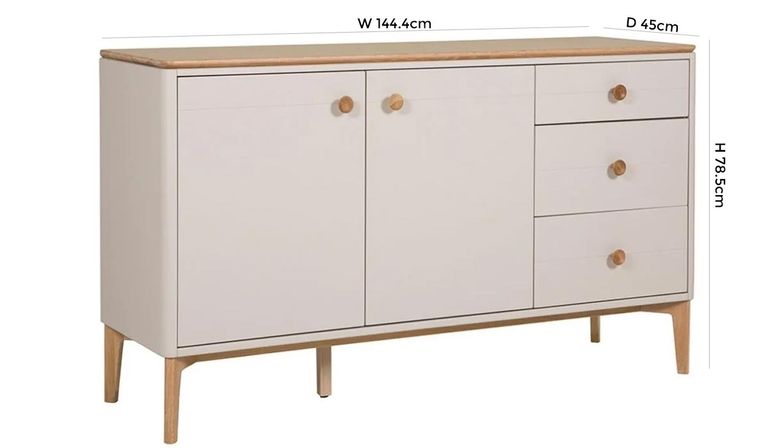 Marlow Medium Sideboard - 2 Door - 3 Drawer - Cashmere Oak