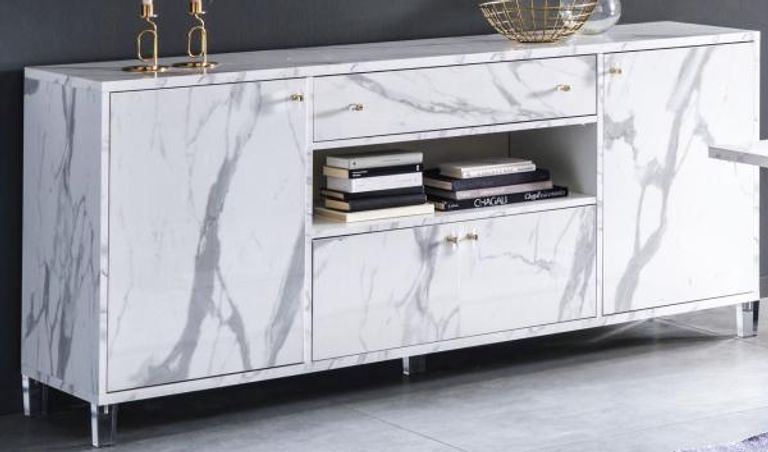 Vittoria White Italian 190cm Extra Large 4 Door Sideboard