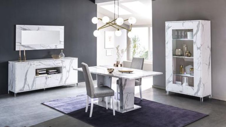 Vittoria White Italian 190cm Extra Large 4 Door Sideboard with Mirror