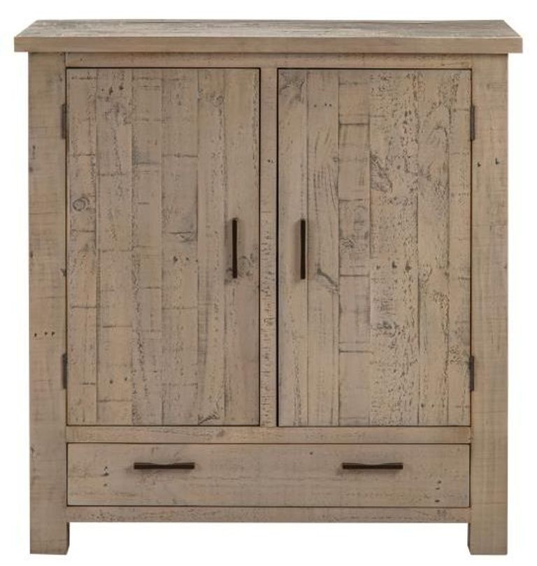 Washed Grey Reclaimed Pine 2 Door Small Sideboard - 95cm
