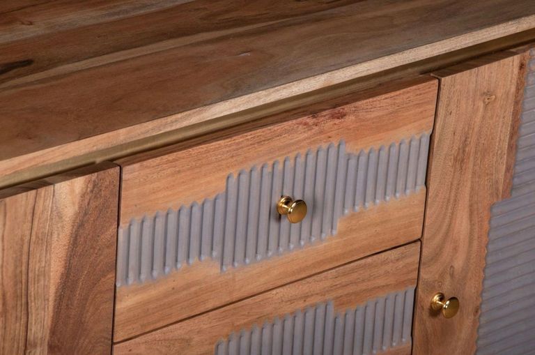 William Acacia Ribbed with Gold Trim 140cm Medium Sideboard
