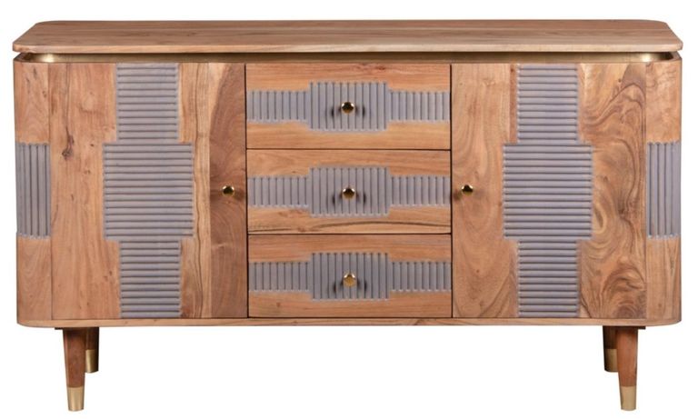 William Acacia Ribbed with Gold Trim 140cm Medium Sideboard