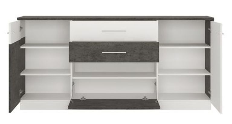 Zingaro Grey and White Extra Large Sideboard - 2 Doors
