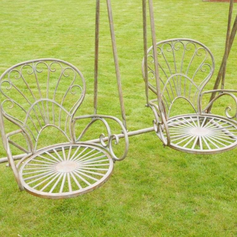 Garden Swing - Distressed Green Metal - Double Seat