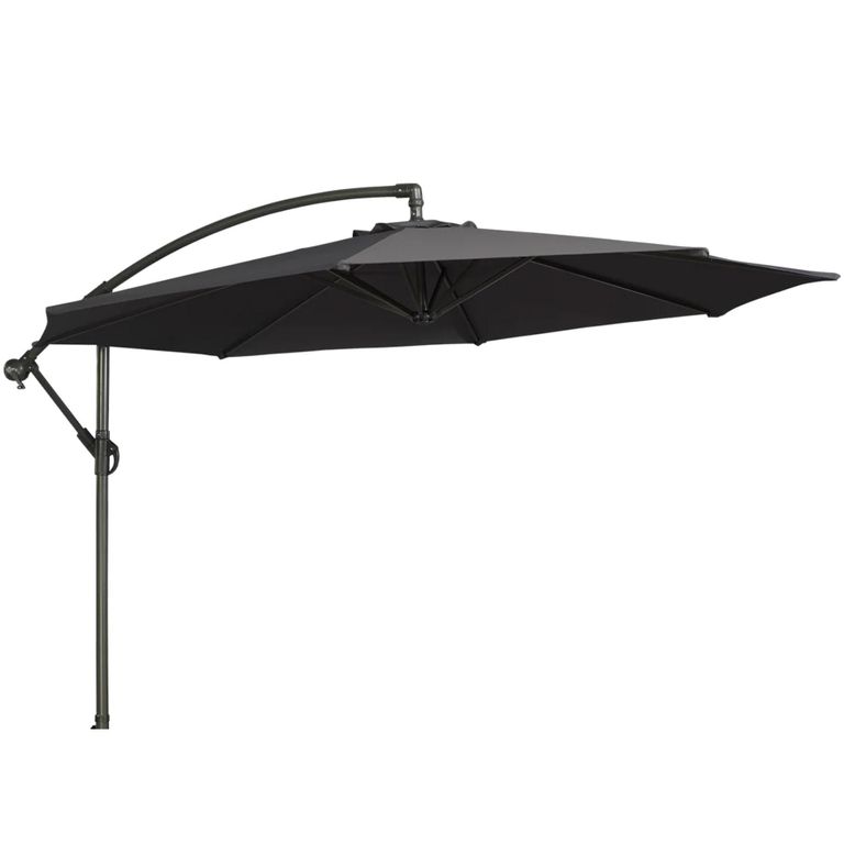Outdoor Cantilever Parasol - 300cm - Round - with Granite Base - Charcoal