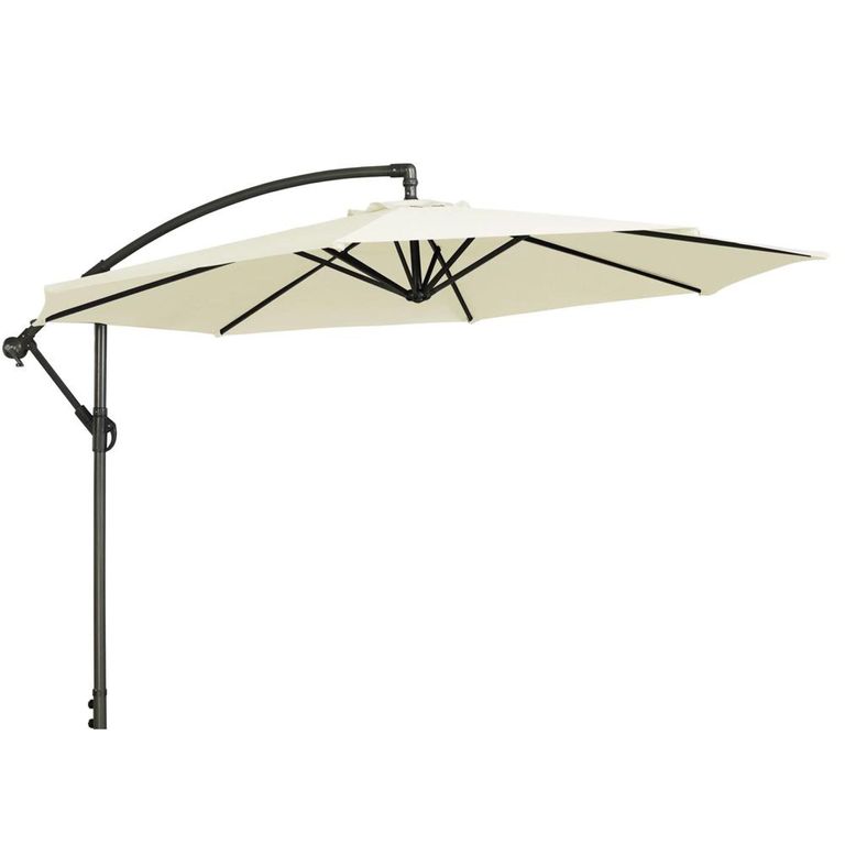 Outdoor Cantilever Parasol - 300cm - Round - with Granite Base - Ecru