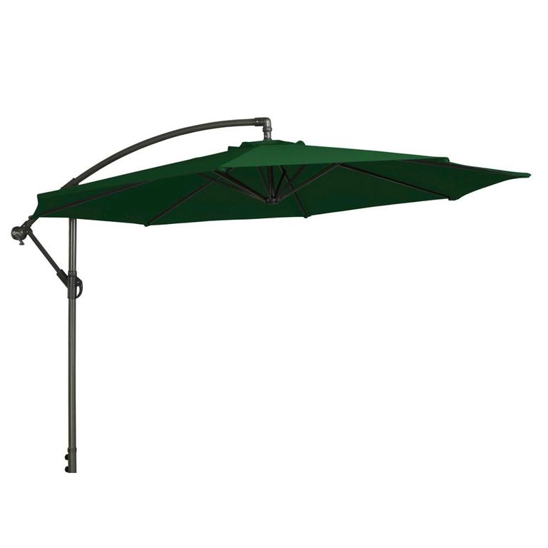 Outdoor Cantilever Parasol - 300cm - Round - with Granite Base - Green