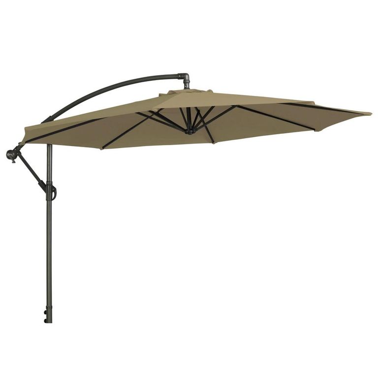 Outdoor Cantilever Parasol - 300cm - Round - with Granite Base - Taupe
