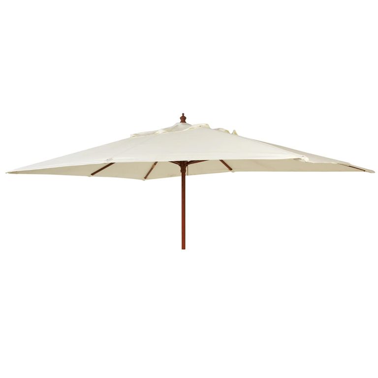 Outdoor Parasol - 300cm x 200cm - Eucalyptus Wood - with Granite Base - Ecru