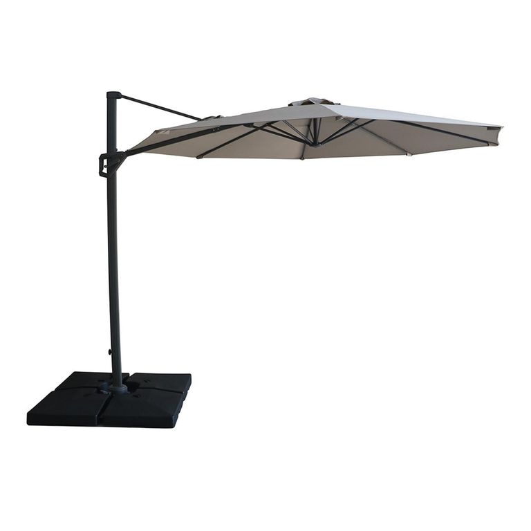 Helios Outdoor Cantilever Parasol - 3cm - Round - with Base - Clay Beige