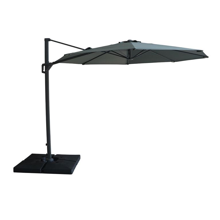 Helios Outdoor Cantilever Parasol - 3cm - Round - with Base - Oil Green