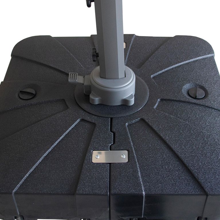 Apollo LED Outdoor Cantilever Parasol - 3cm - Round - with Base - Charcoal Grey