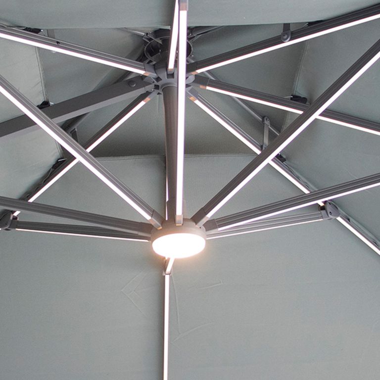 Apollo LED Outdoor Cantilever Parasol - 3cm x 3cm - Square - with Base - Oil Green