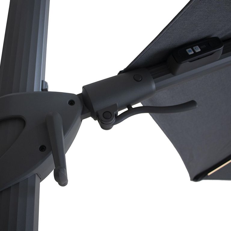 Aramis LED Outdoor Cantilever Parasol - 3.5cm - Round - with Base - Charcoal Grey