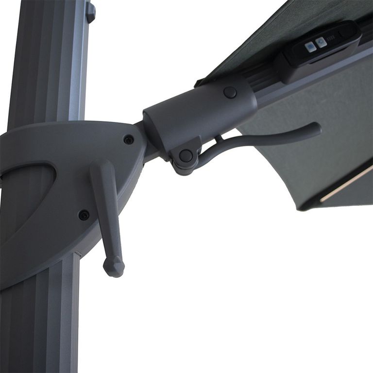 Aramis LED Outdoor Cantilever Parasol - 3.5cm - Round - with Base - Oil Green