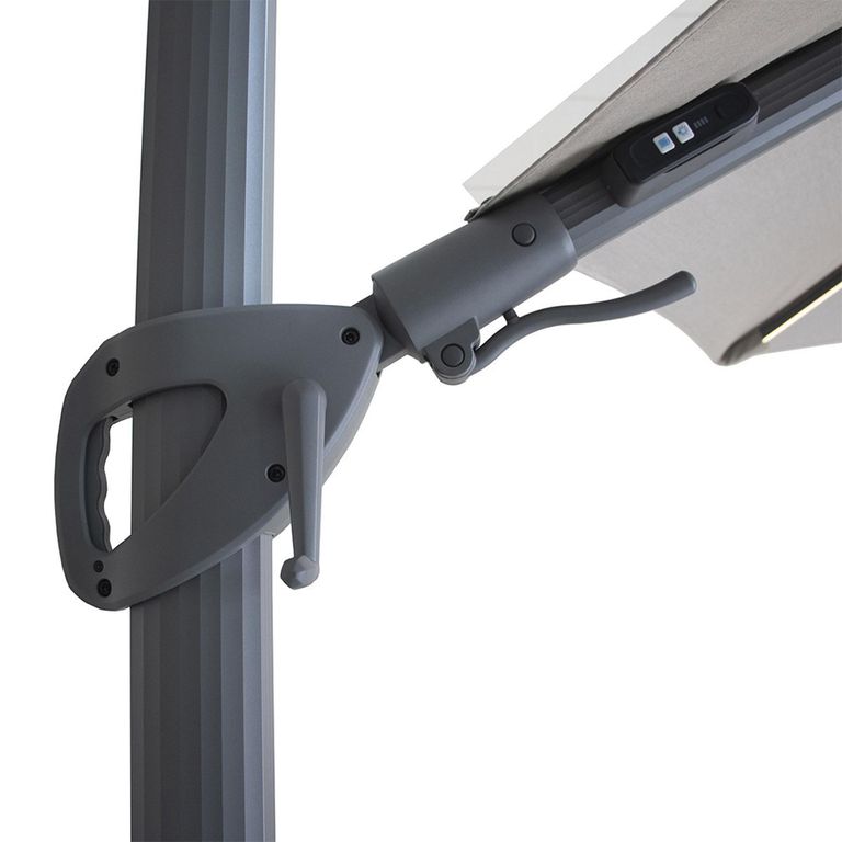 Aramis LED Outdoor Cantilever Parasol - 3.5cm - Round - with Base - White Pepper Beige