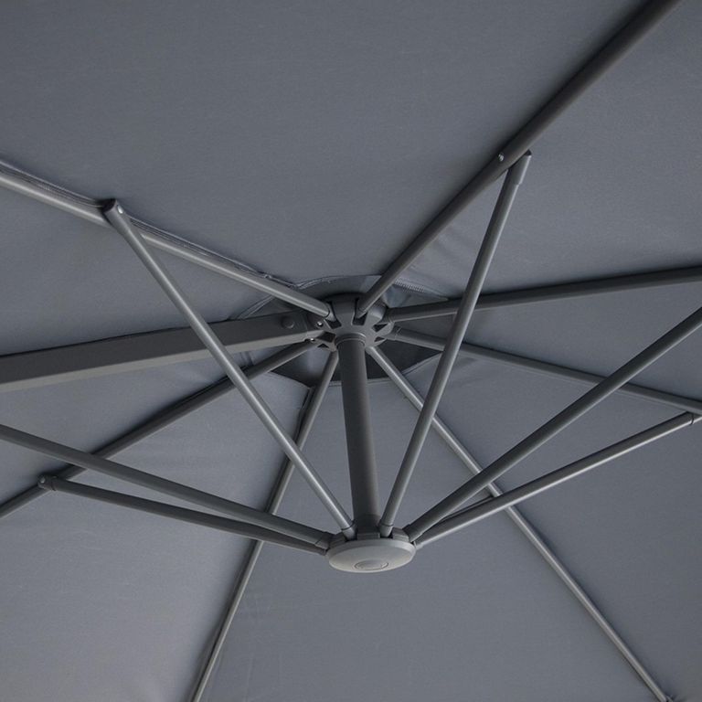 Helios Outdoor Cantilever Parasol - 3cm - Round - with Base - Charcoal Grey