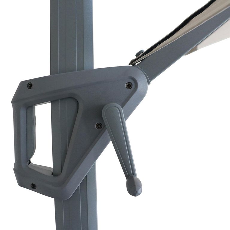 Helios Outdoor Cantilever Parasol - 3cm - Round - with Base - Clay Beige