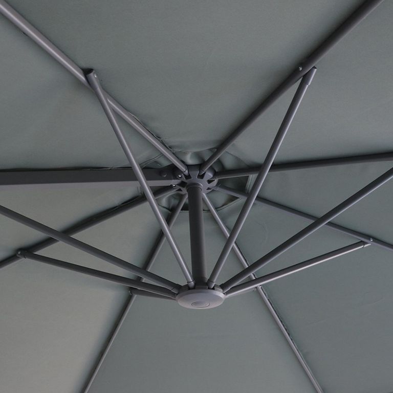 Helios Outdoor Cantilever Parasol - 3cm - Round - with Base - Oil Green