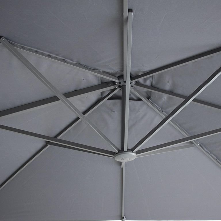 Helios Outdoor Cantilever Parasol - 3cm x 3cm - Square - with Base - Charcoal Grey