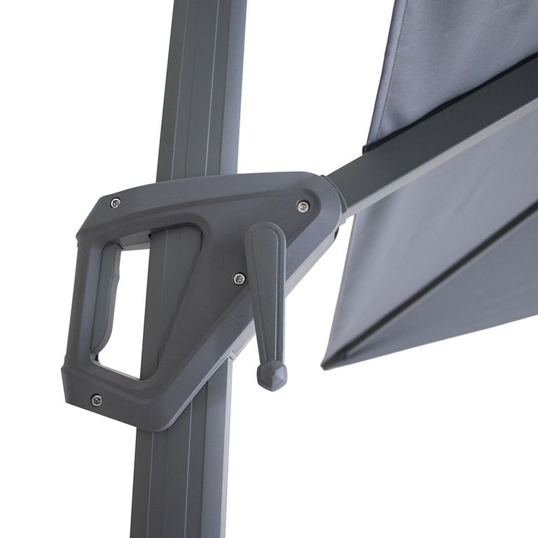 Helios Outdoor Cantilever Parasol - 3cm x 3cm - Square - with Base - Charcoal Grey