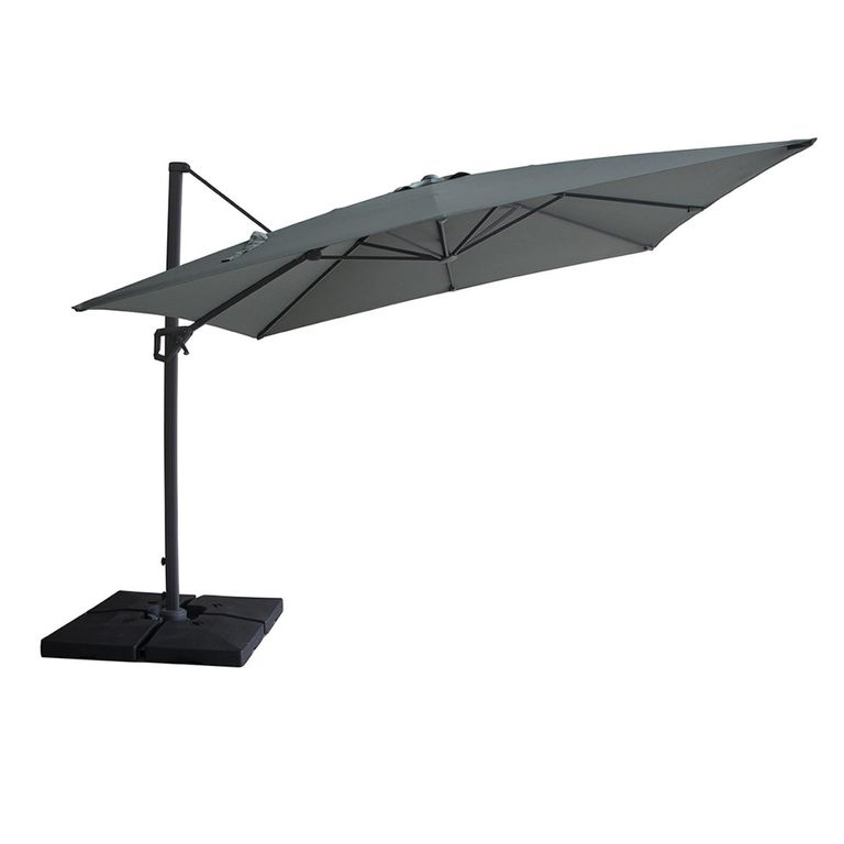 Helios Outdoor Cantilever Parasol - 3cm x 3cm - Square - with Base - Oil Green