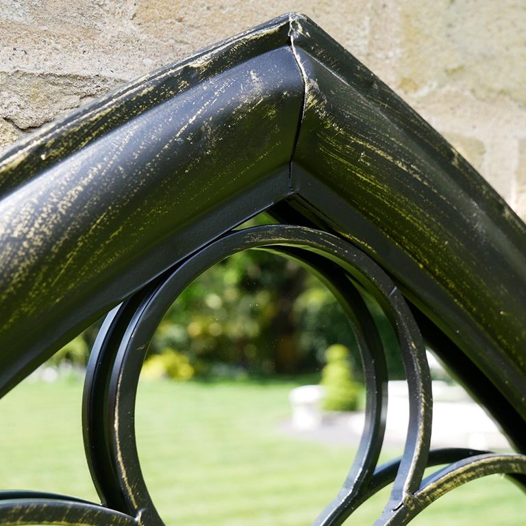 Garden Mirror - Arch - Black Metal - Outdoor