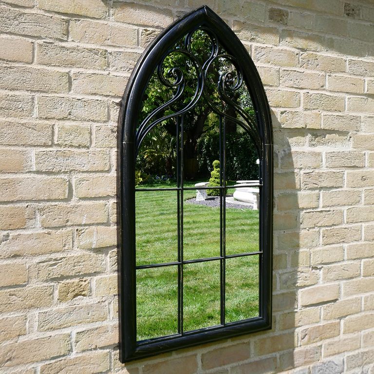 Garden Mirror - Arch - Black Metal - Outdoor