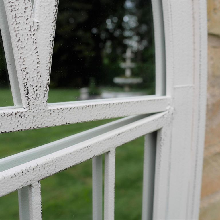 Garden Mirror - Arch - White Metal - Garden - Window