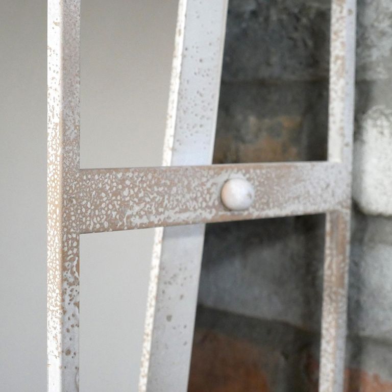 Mirror - Wood and White Metal - Wide - with Shelves