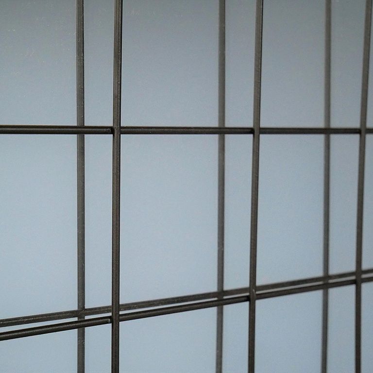 Wall Mirror - Round - Fir Wood and Metal Grid