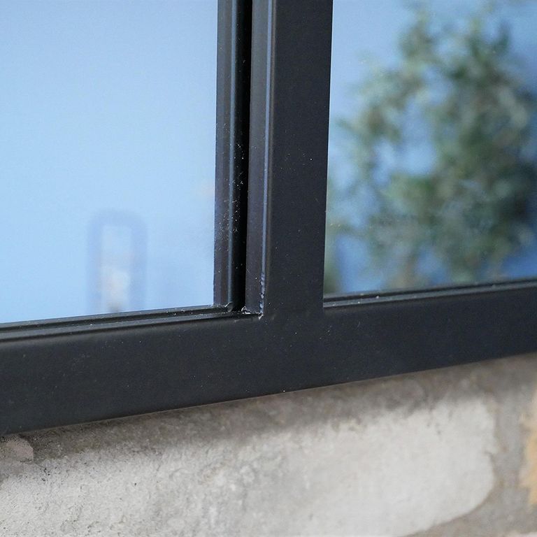 Wall Mirror - Industrial - Black Metal - Wide - Large - 4 Panel