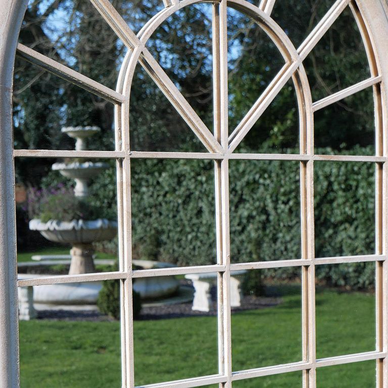 Garden Mirror - Rustic - Cream Metal - Arch - Garden