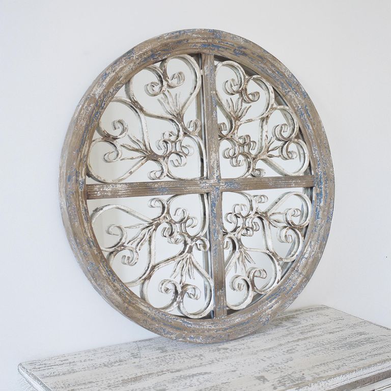 Wall Mirror - Round - Rustic Vintage Style