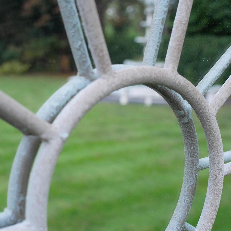 Garden Mirror - Rustic - White Metal - Round