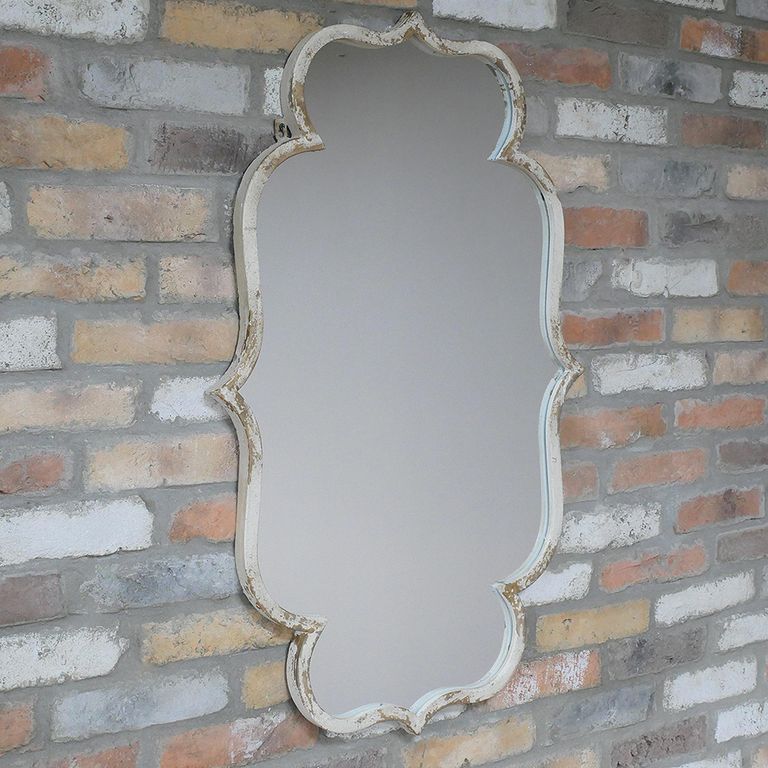 Wall Mirror - Rustic - White Metal