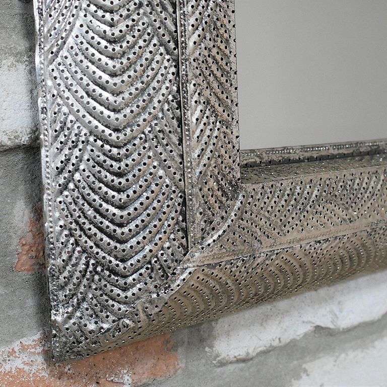 Wall Mirror - Rectangular - Silver Metal - Large